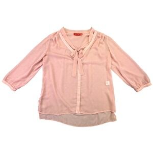 Elle‎ Sheer Top Women's Medium Valentine's Day Shirt Blouse Pink Sheer Romantic